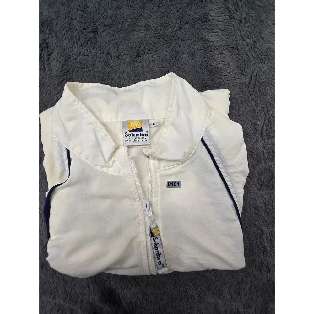 Solumbra Sun Protective Quarter Zip Pullover Windbreaker White Mens Large